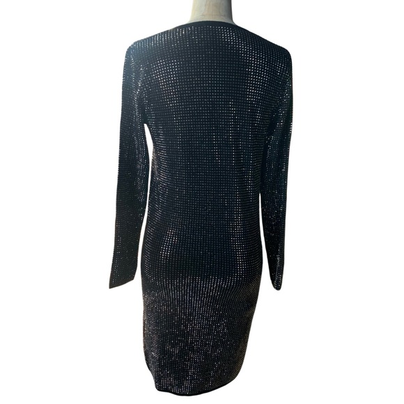 Zara Black Long Sleeve Dress with Silver Rhinestones Women’s Size Medium - Picture 3 of 11